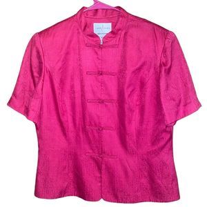 •ADRIANNA PAPÈLL• PINK 100% SILK LIGHTWEIGHT BLAZER JACKET/BLOUSE IN SIZE 14